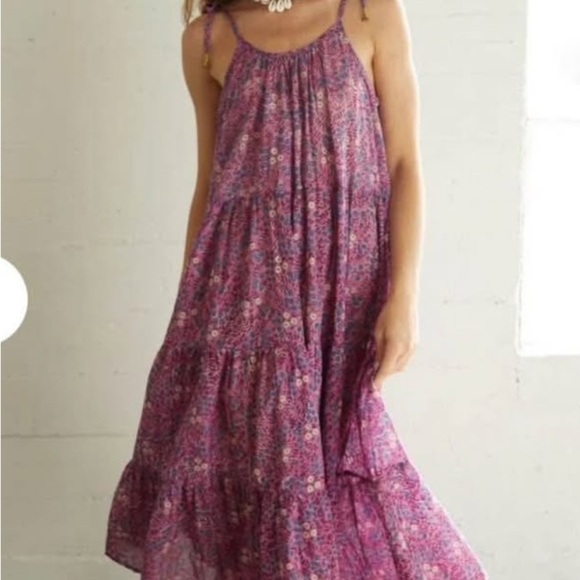 New with tags Designer Floral Purple Maxi Dress - Picture 1 of 4
